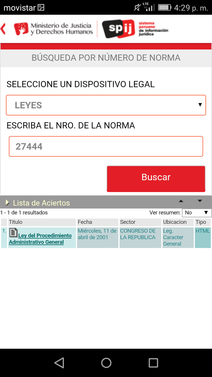 SPIJ Móvil – Sistema Peruano De Información Jurídica