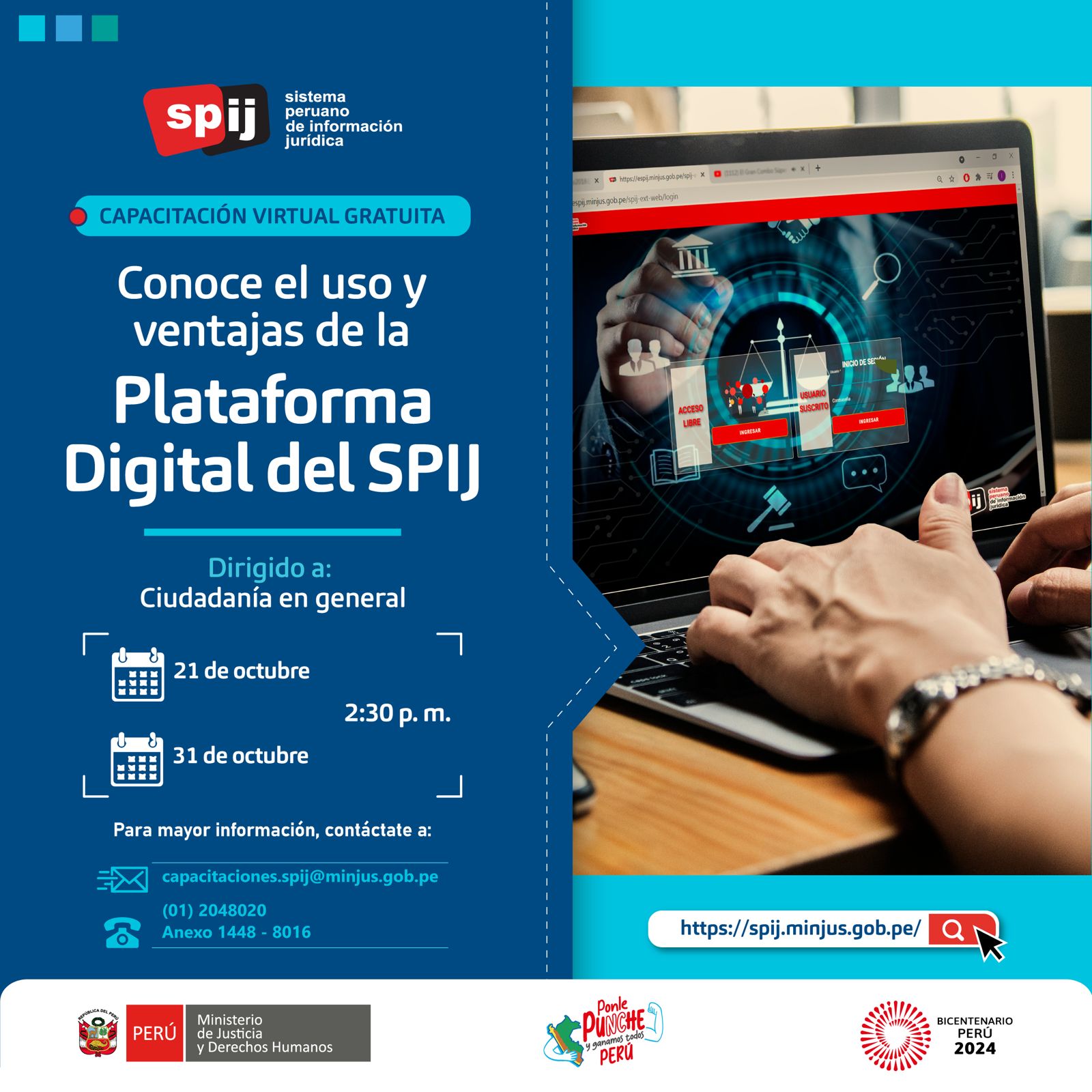 Capacitación del SPIJ, a realizarse los días 21 y 31 de octubre, inscripciones desde aquí.